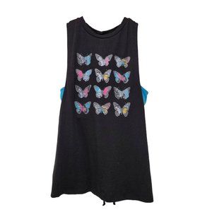 No Boundaries Juniors High Neck Butterfly Tank Top w/ Aqua Bra Size M (7-9) NEW